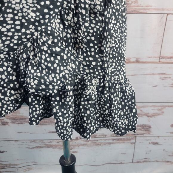 Revolve Auguste Edie Cascade Wrap Mini Dress Ruffle Black White Size 6 - Picture 10 of 11